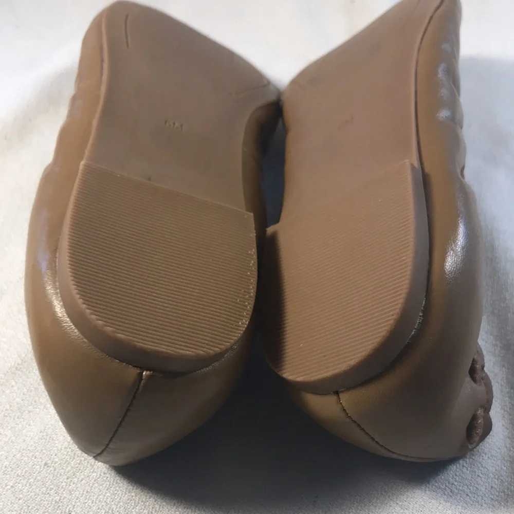 Gibson Latimer Women’sTan Scalloped Leather Slip On Ballet Flats Size 6